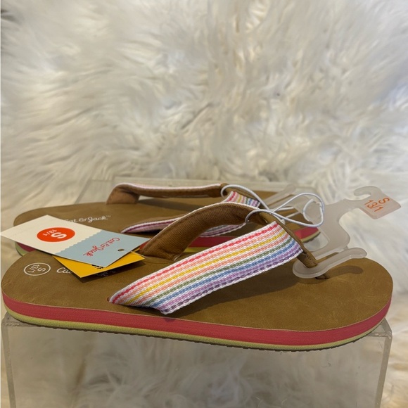 Cat & Jack Brown and milticolored Sandals with Striped Straps new kids . - Picture 3 of 5